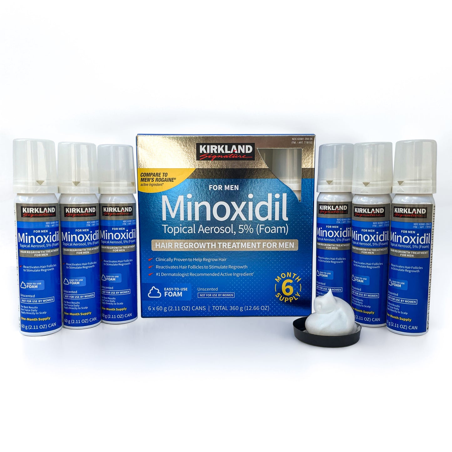 Minoxidil Kirkland Foam - Pack 6 meses