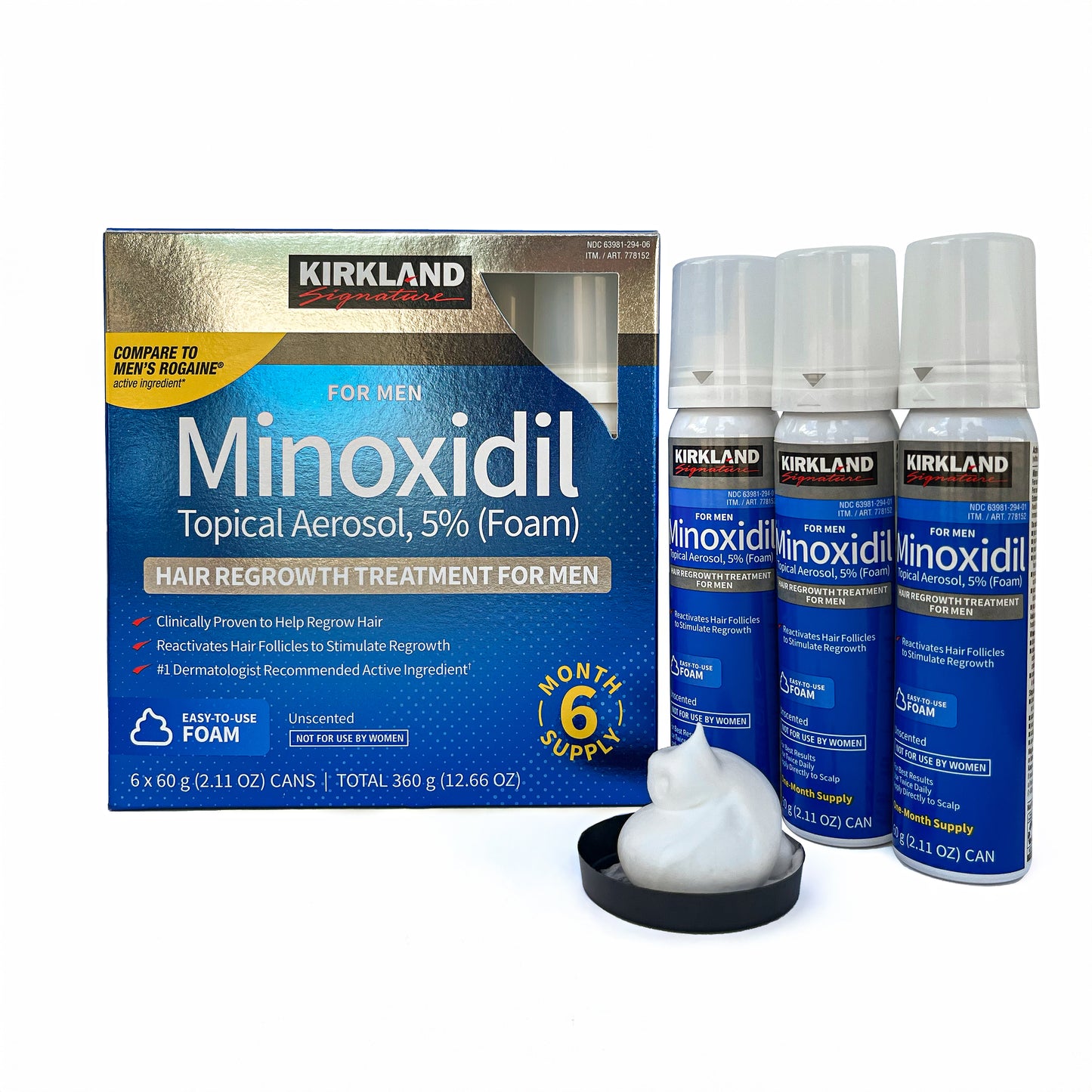 Minoxidil Kirkland Foam - Pack 3 meses